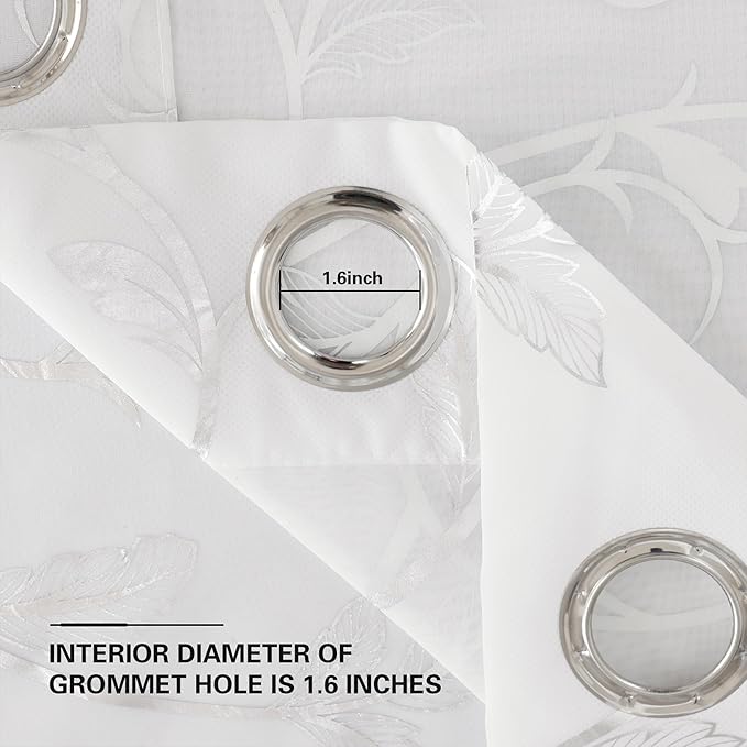 BUHUA White Sheer Curtains 63 Inch Length Semi - Image 5