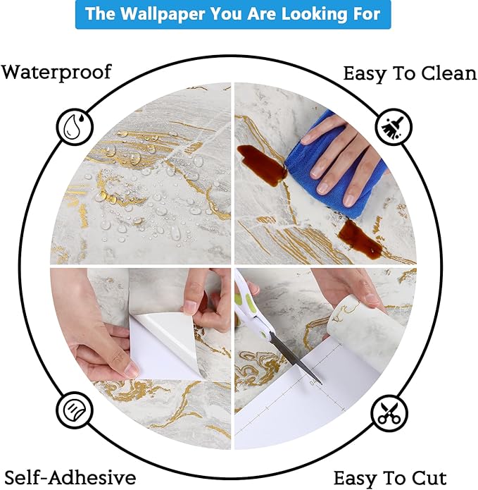 CRE8TIVE Beige Gold Marble Contact Paper - Image 9