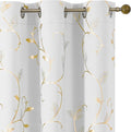 BUHUA Blackout Curtains Gold Foil Print Flower Vine Grommet Drapes, Room by BUHUA