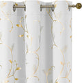 BUHUA Blackout Curtains Gold Foil Print Flower Vine Grommet Drapes, Room by BUHUA