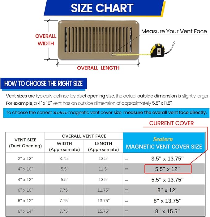 Magnetic Vent Covers, Extra Strong Magnets, 5.5" x 12" Ultra Thick 60mil - Image 6