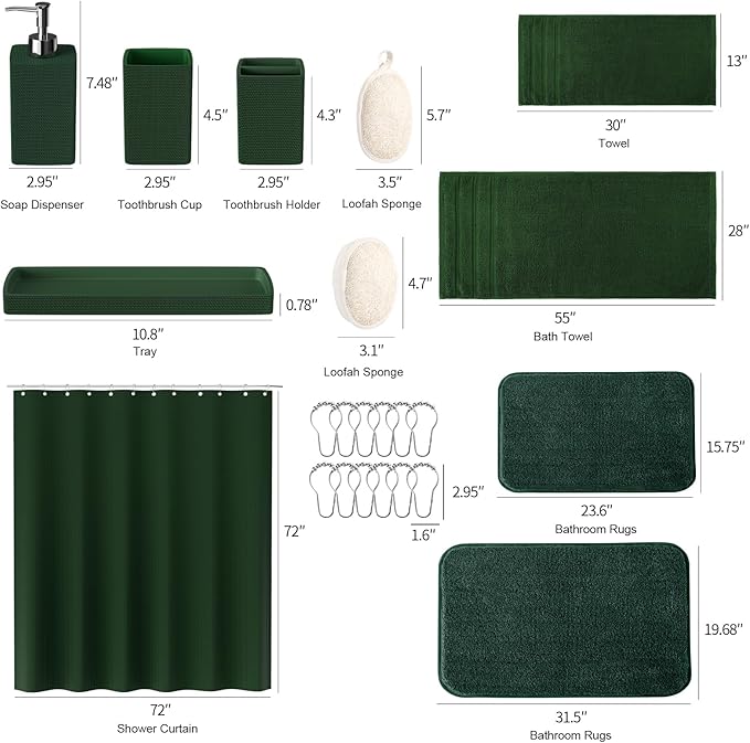 Green Bathroom Set, Dark Green Bathroom Accessories Set - Image 8