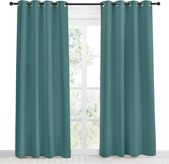 NICETOWN Blackout Drape for Nursery, Sea Teal, Single Panel, 55 by 86-inch - Image 2