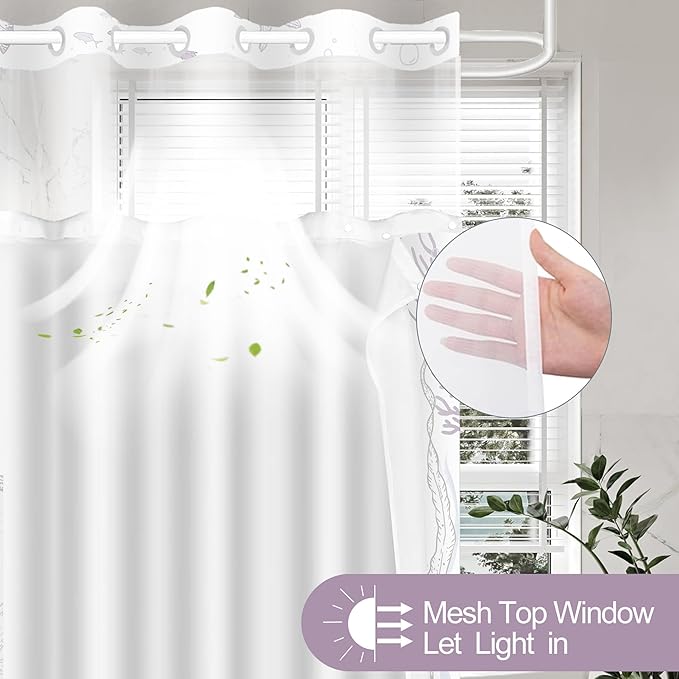 Extra Long No Hook Shower Curtain - Image 4