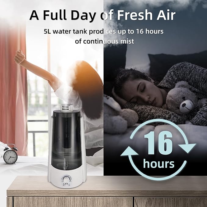 Cool Mist Humidifier for Office & Bedroom, 5L Top Fill Personal Humidifier - Image 5