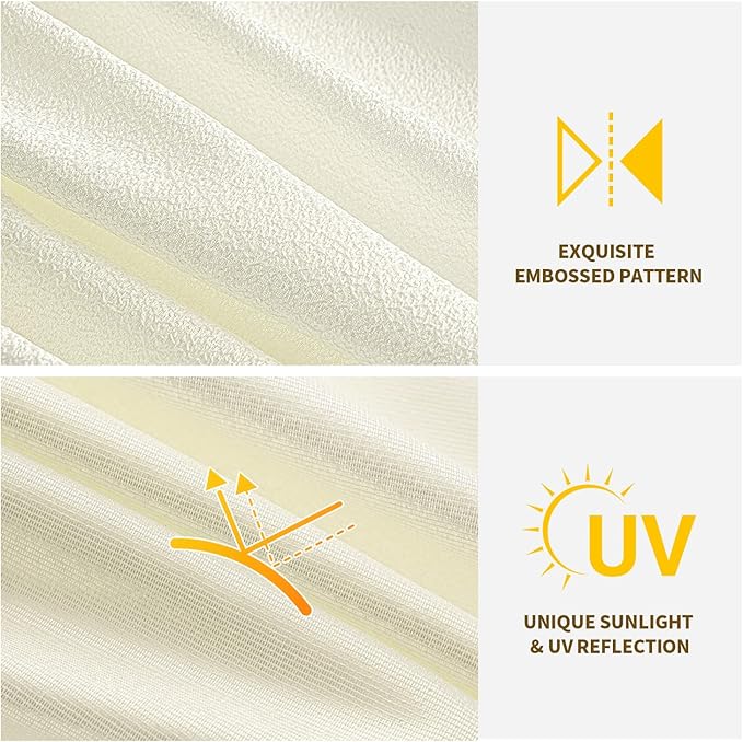 MIULEE Ivory Thermal Insulated Curtains 84 Inch Long 2 Panels Set - Image 4