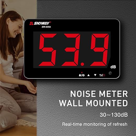 Decibel Meter 30dB-130dB, Wall Mounted Hanging Sound Level Meter - Image 2