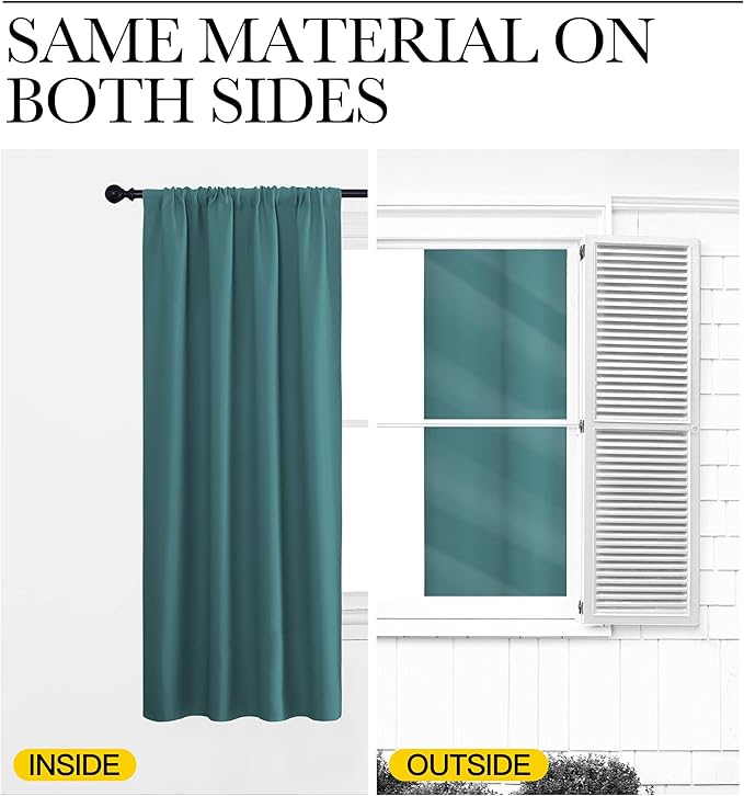 NICETOWN Kitchen Curtains, Short Blackout Curtains & Drapes, Sea Teal, Thermal - Image 5