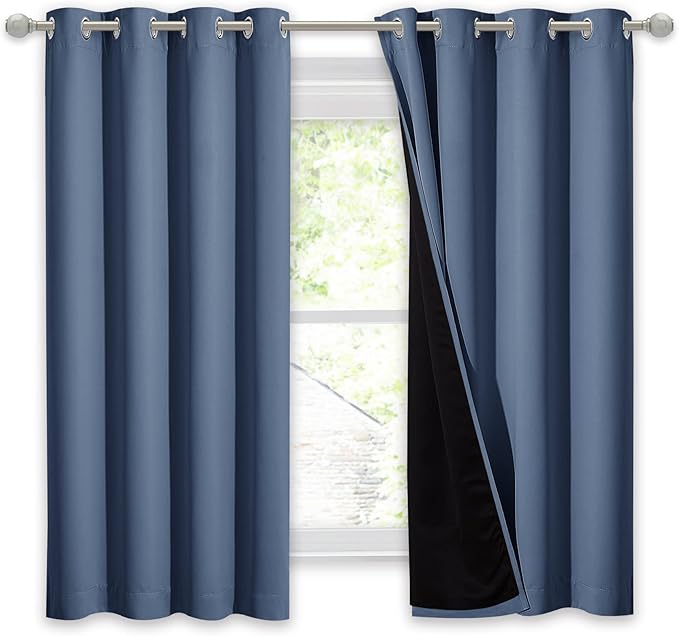 NICETOWN 100% Blackout Curtain Panel, Thermal Insulated Black Liner Curtain - Image 2