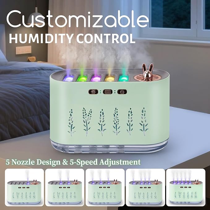 5 Nozzle Music Sync Humidifier Diffuser, RGB LED Light Show - Image 2