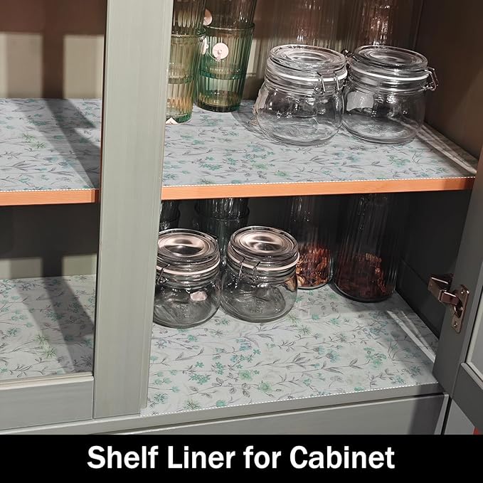 Blue and Green Floral Shelf Liners Non Adhesive and Strong Non-Slip Shelf and - Image 6