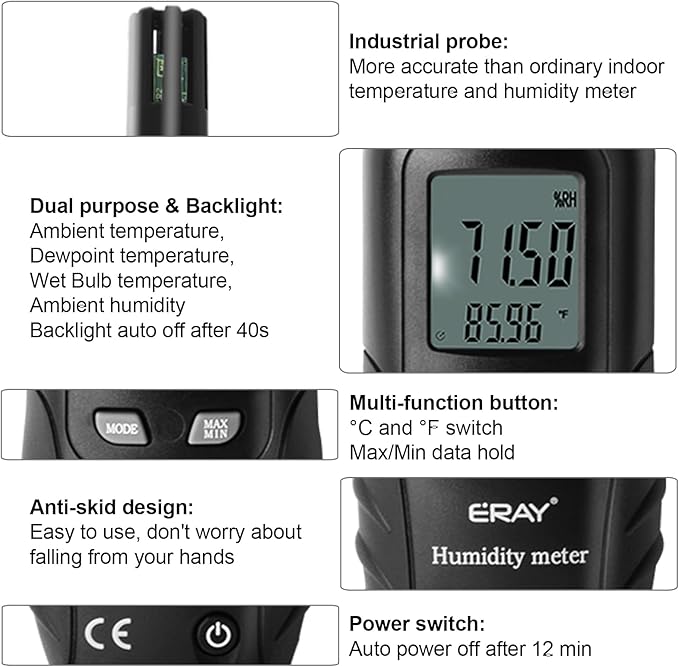 ERAY Digital Psychrometer Thermometer Hygrometer - Image 5
