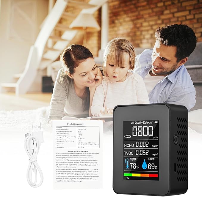 Prefessionall Indoor Air Quality Monitor, 5 in 1 Portable Smartair Quality - Image 9