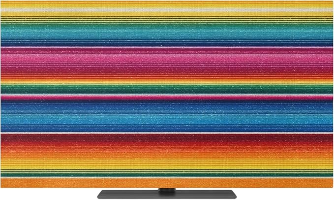 Colorful Mexican Stripe Indoor TV Cover, Elastic TV Screen Protector Rainbow - Image 2