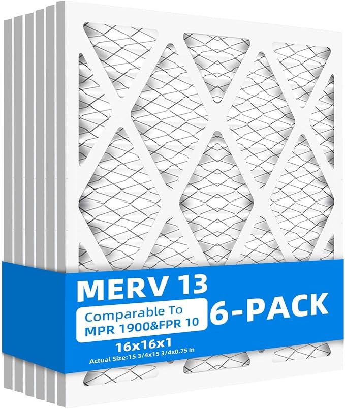 16x16x1 Furnace Air Filters, MPR 1900 & FPR 10, MERV 13 Pleated Air Filter by Chenzhit