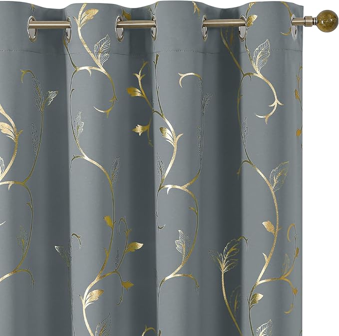 BUHUA Gray Room Darkening Curtains, Insulated Thermal Blackout Curtains by BUHUA