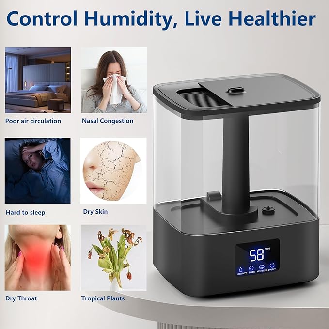 KZF 4L Top Fill Humidifiers for Bedroom & 60H Runtime - Image 6