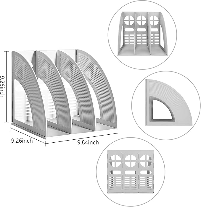 Marte Vanci 2 Pcs Magazine File Holder Book Desktop Organizer Plastic Storage - Image 2