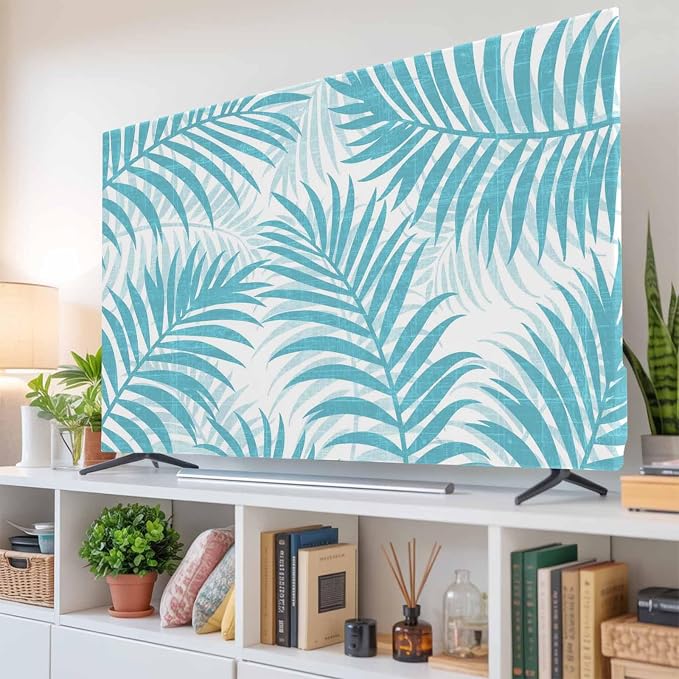 Summer Palm Leaf Blue Indoor TV Cover, Elastic TV Screen Protector Forest - Image 6