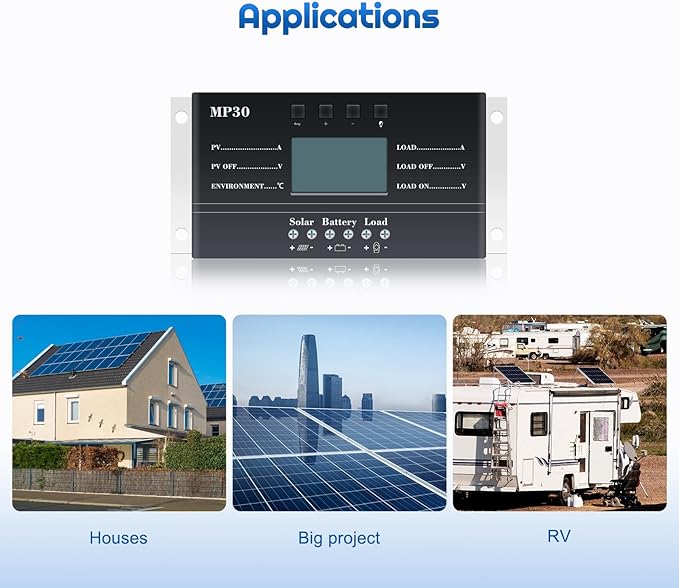 Solar Charge Controller 30A 12V/24V PWM Negative Ground Solar Charge Controller - Image 6