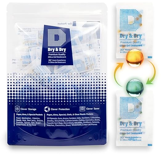 Dry & Dry 2 Gram Orange Indicating Silica Gel Packets Desiccants by DryDry