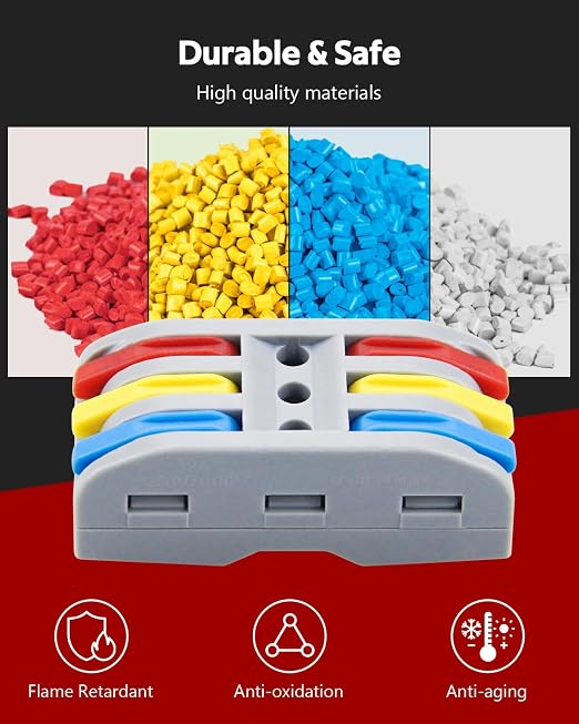 ALITOVE 3 Wire Connectors Push-in 25pcs Lever Nuts Quick Connect Wire Splice - Image 5
