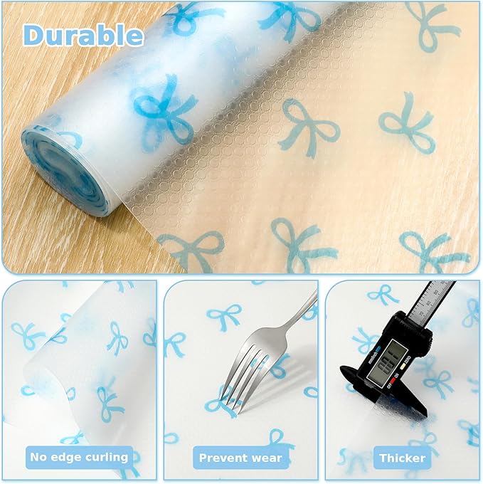 Blue Bow Refrigerator Liner Waterproof Fridge Shelf Mat Non-Adhesive Cabinet - Image 7