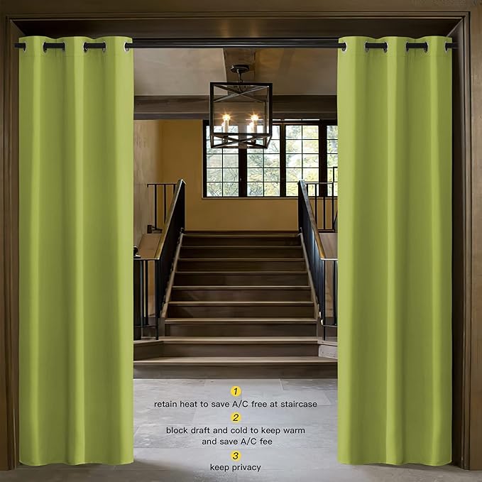 NICETOWN Green Curtain for Bedroom 84 inches Window Treatment Thermal Insulated - Image 2