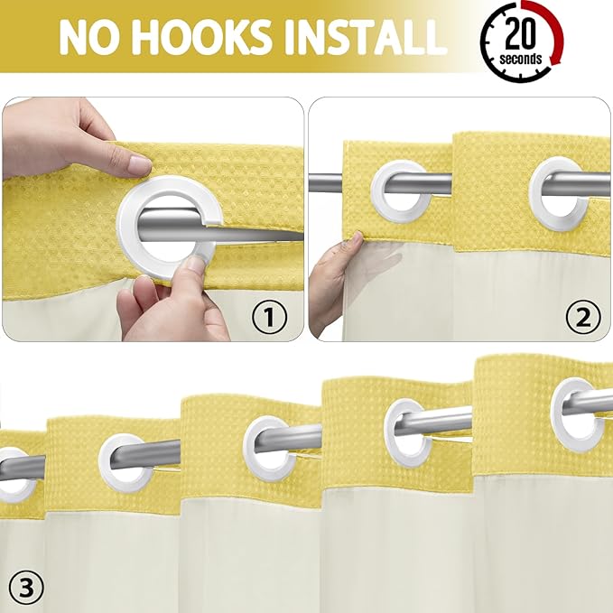 No Hook Shower Curtain and Liner Set - Image 2
