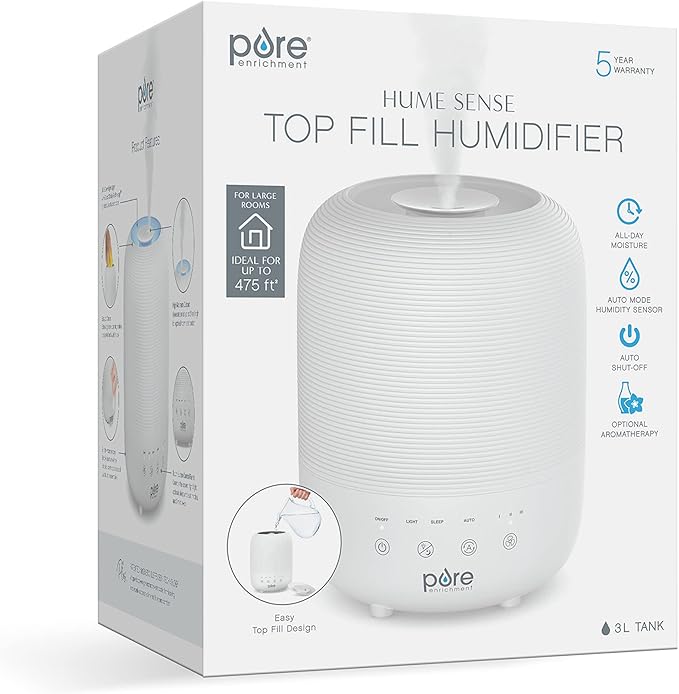 Pure Enrichment® HUME™ Sense Top Fill Humidifier – Large 3L Tank, Auto Mode - Image 7