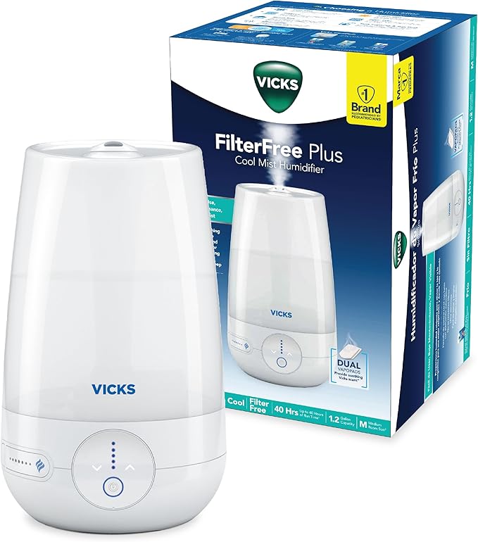 Vicks FilterFree Plus Cool Mist Plus Humidifier, Medium Room –Filter-Free Cool by VicksDevices