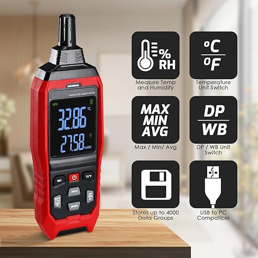 Temperature Humidity Meter, Digital Thermometer Hygrometer Monitor - Image 2