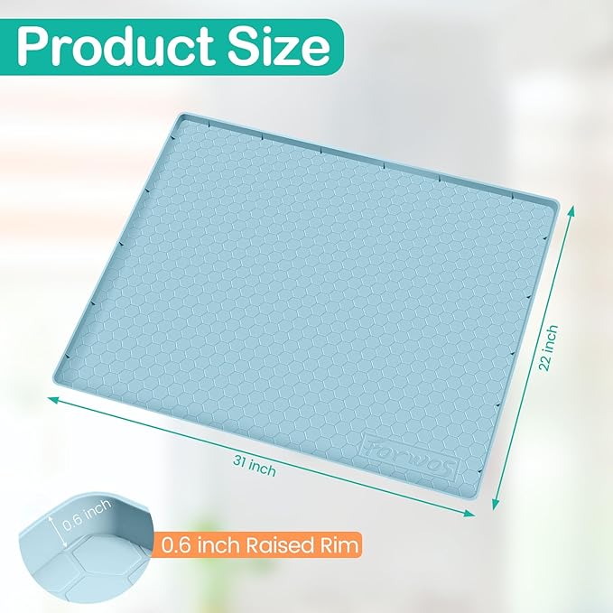 Waterproof Under Sink Mat 31" x 22", Silicone Cabinet Liner, Rubber Protector - Image 2
