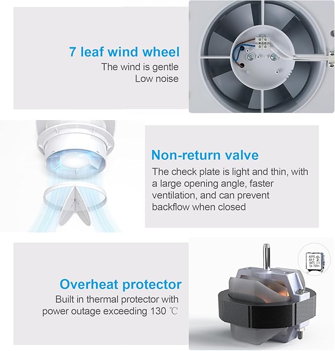Bathroom Exhaust Fan, 6 inch Silent Ceiling and Wall Mount Ventilation Fan - Image 3