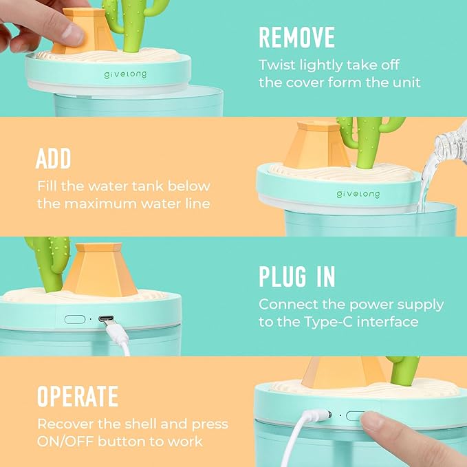 Cactus Mini Humidifier, Cute Desktop Humidifiers - Image 6
