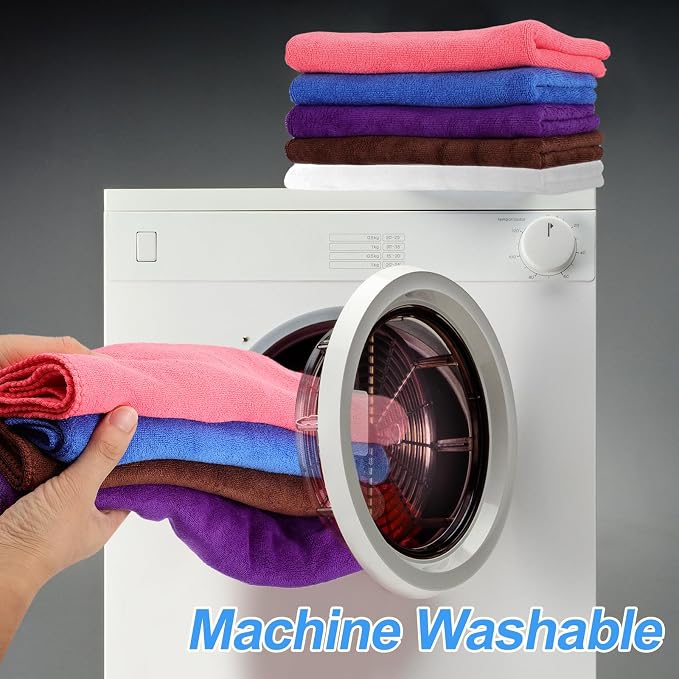 HARFINGTON 6 Pack Microfiber Cleaning Cloth, Rose Red - Image 5