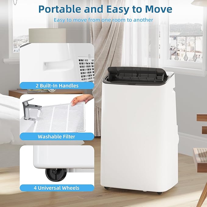 14, 000 BTU Portable Air Conditioner – 4-in-1 Cooling, Dehumidifier, Fan & - Image 5