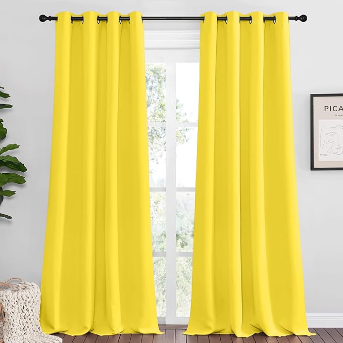NICETOWN Bright Yellow Curtains 120" Long by NICETOWN