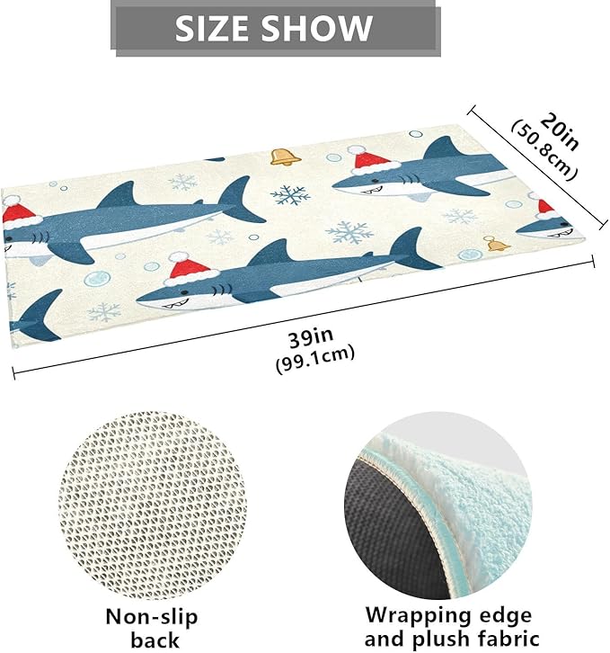 Merry Christmas Shark Beige decorative mat - Image 3