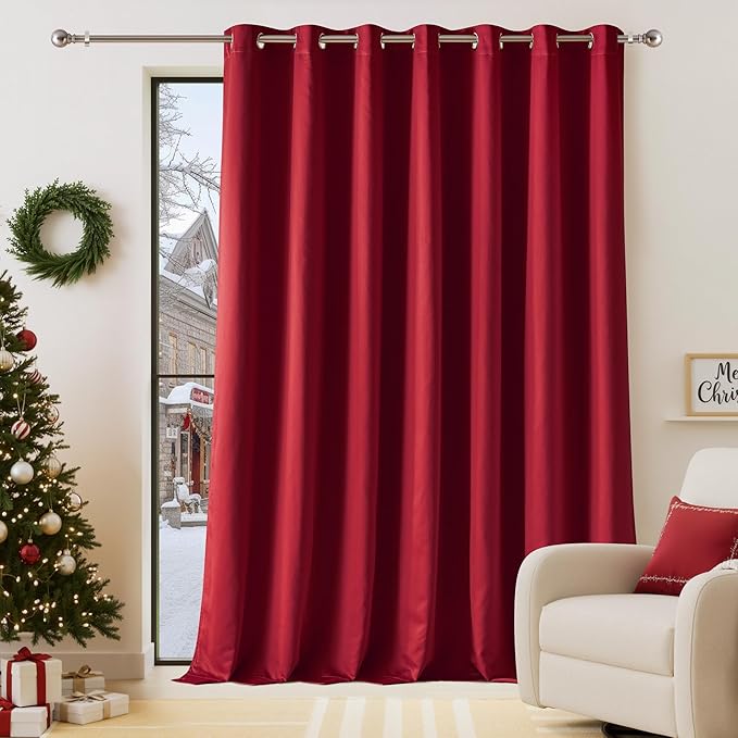 NICETOWN Thermal Insulated 100% Blackout Drape, Christmas Red, Noise Reducing by NICETOWN