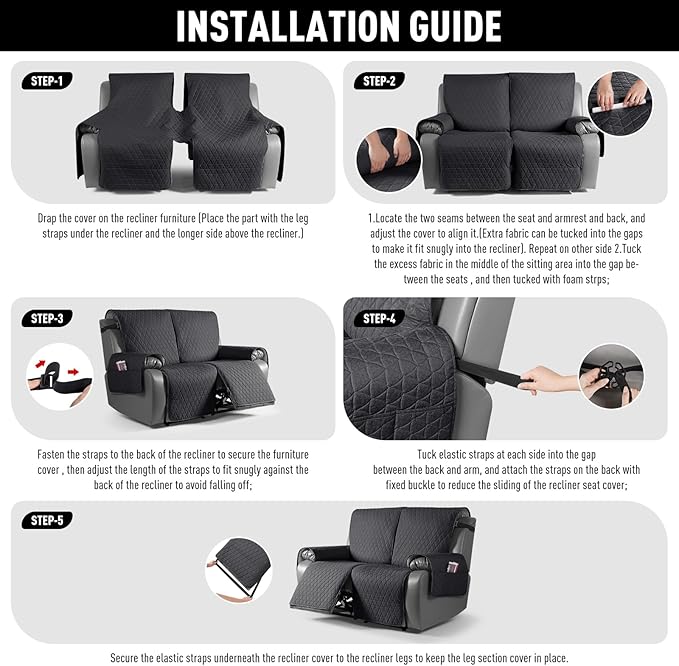 TAOCOCO 100% Waterproof Recliner Cover, Non-Slip Washable Reclining Couch Cover - Image 7