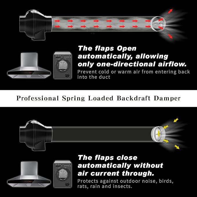 8-Inch Backdraft Damper Shutter Inline Spring Loaded - Image 2
