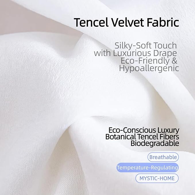 Sheer Privacy Curtains 95 inch Length 2 Panels White Silky-Soft Tencel Velvet - Image 2