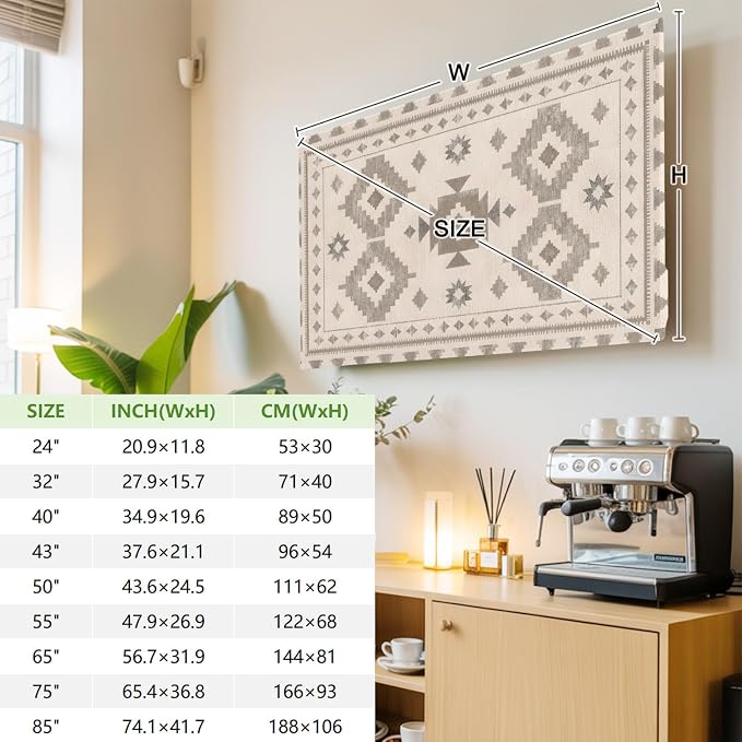 RetroTribal Geometric Southwestern Indoor TV Cover, Elastic TV Screen Protector - Image 4