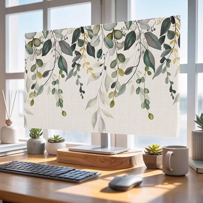 Country Sage Green Eucalyptus Indoor TV Cover, Elastic TV Screen Protector - Image 4
