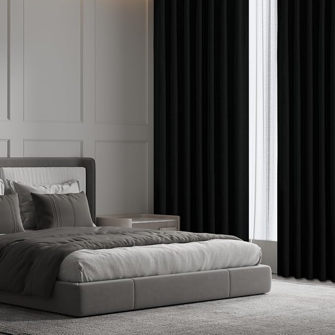 CUCRAF Linen 100% Blackout Curtains 108 Inch Length 2 Panels Set, Back Tab and - Image 7