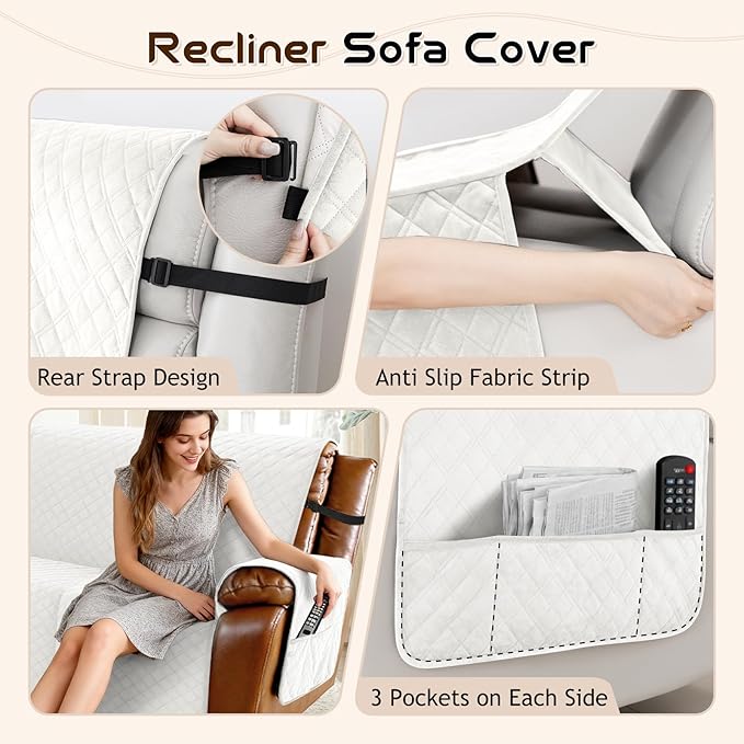 Arfntevss Waterproof Recliner Sectional Couch Covers - Image 4