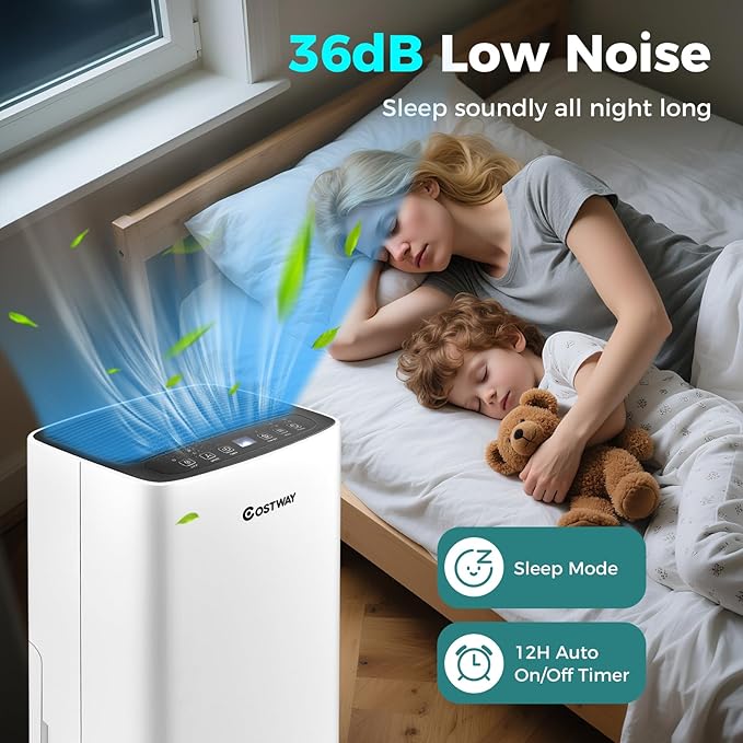 COSTWAY Dehumidifier for Large Room and Basements, Portable 30 Pints - Image 4