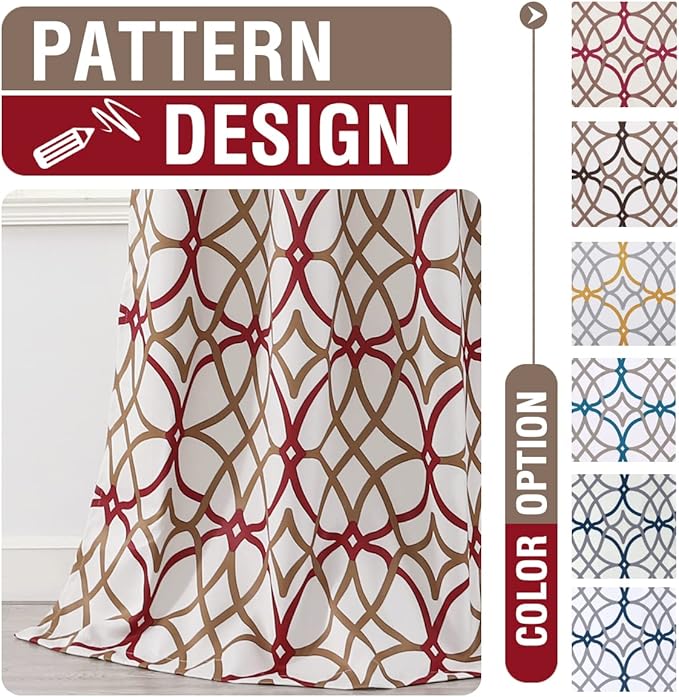H.VERSAILTEX Blackout Curtains Printed Design 108 Inch Length 2 Panels Set - Image 5
