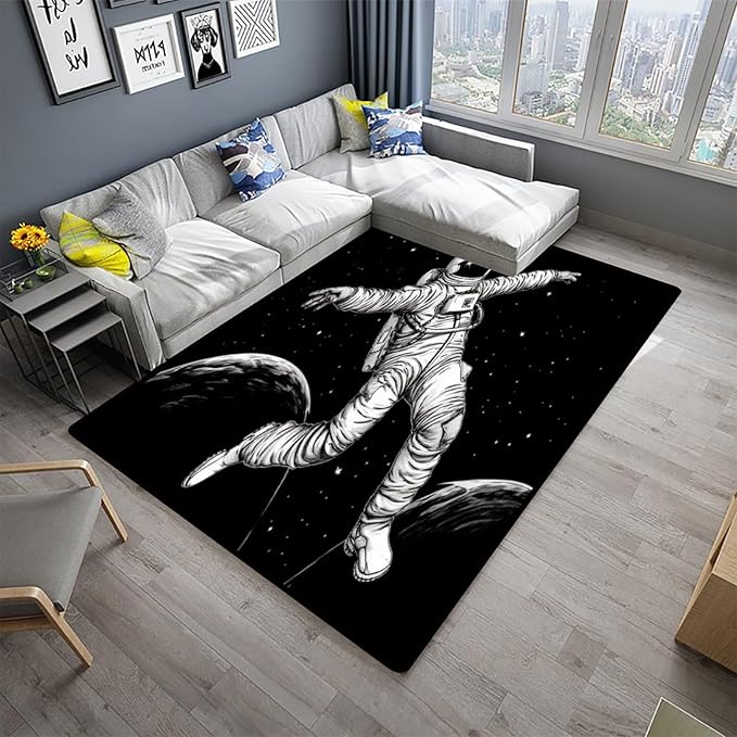 Floor Covering, Spacewalk Pattern Printing Moisture Barrier Area Rugs Fade - Image 2